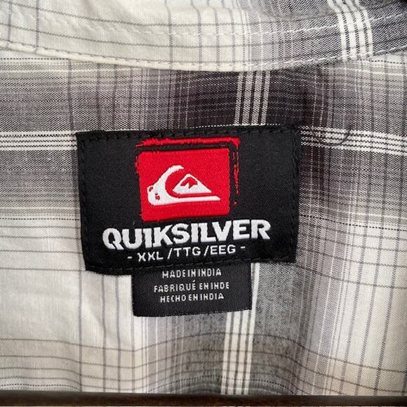 Quiksilver Black and White Plaid Button Up - XXL - Picture 4 of 5